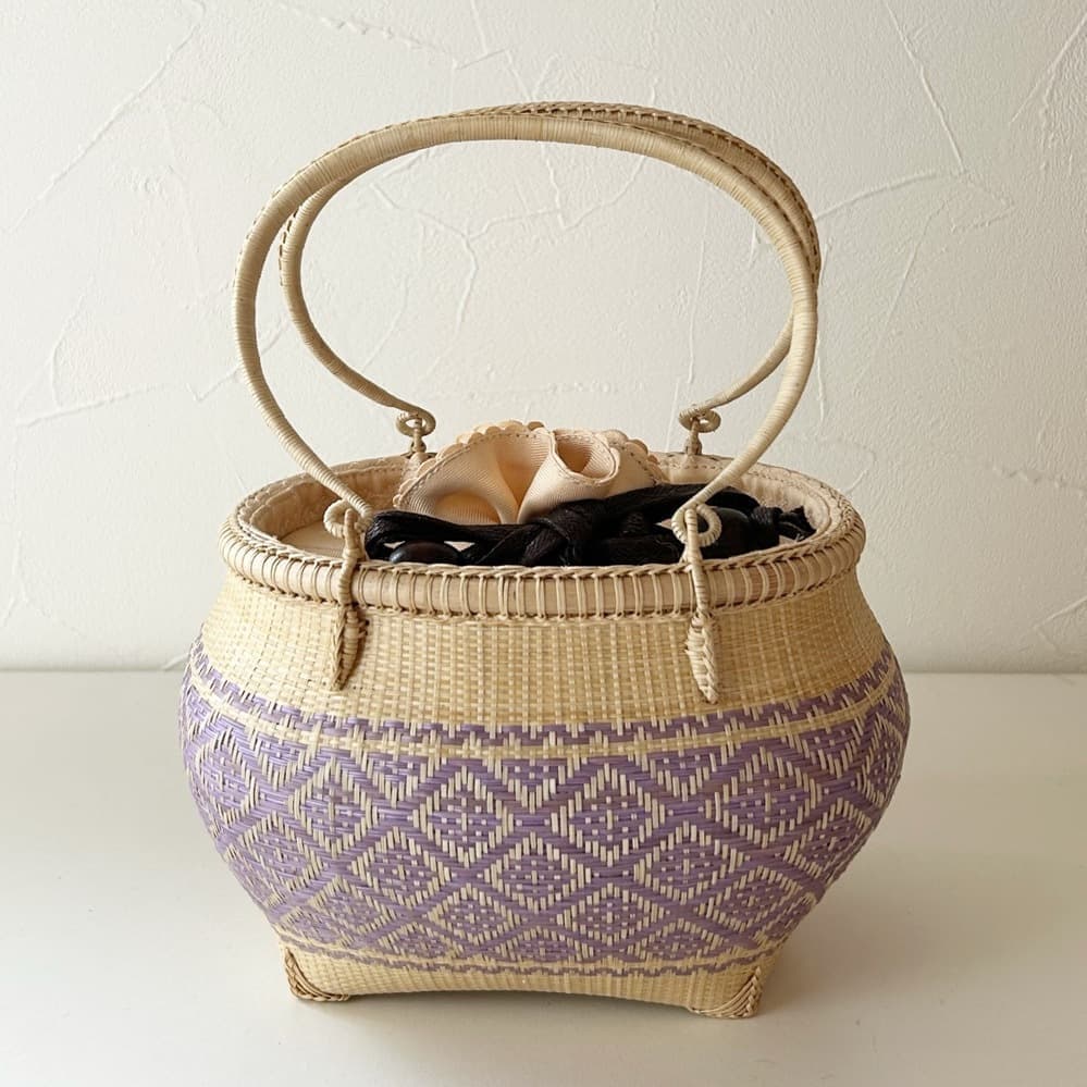 巾着籠バック　すみれ